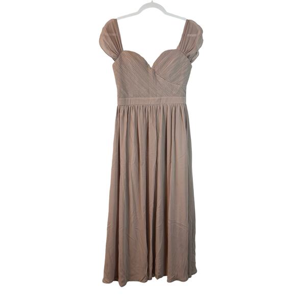 Maniju Mauve Sweetheart Neckline Smocked Back Maxi Dress Size Medium - Picture 1 of 5